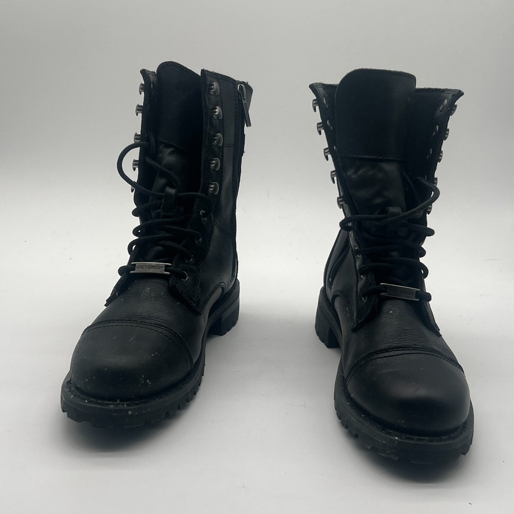 Harley Davidson Balsa Black Leather Biker Moto Boots Size 8.5 M UK 6.5 EU 39.5